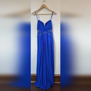 Xscape royal blue strapless sweetheart maxi dress ***see measurements***